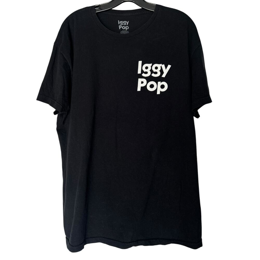 Iggy Pop Black Graphic T-Shirt XL Double-Sided Punk Rock Band Tee